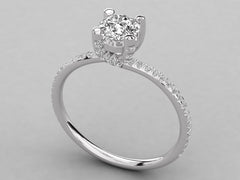 Classic Solitaire Pave Engagement Ring - 2