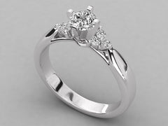 Classic Solitaire Pavé Engagement Ring - 6