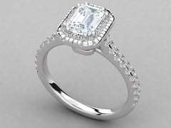 Classic Emerald Solitaire Pave Engagement Ring - 8