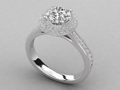 Double Halo Pave Engagement Ring