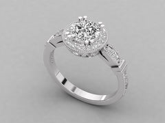 Round Love Pave Engagement Ring