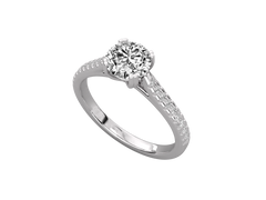 Classic Solitaire Pavé Engagement Ring