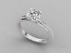 Classic Solitaire Pave Engagement Ring - 1