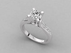 Classic Solitaire Pave Engagement Ring - 7