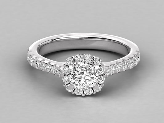 Timeless Diamond Solitaire with Pave Sparkle