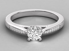 Dazzling Brilliance Solitaire with Slim Pave Band