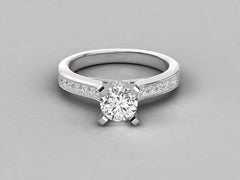 Classic Solitaire Pave Engagement Ring - 7