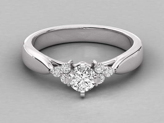 Round Harmony Diamond Solitaire with Pave Shine