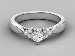 Classic Solitaire Pavé Engagement Ring - 6