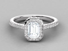 Classic Emerald Solitaire Pave Engagement Ring - 8