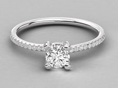 Classic Solitaire Pave Engagement Ring - 2