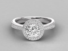 Double Halo Pave Engagement Ring