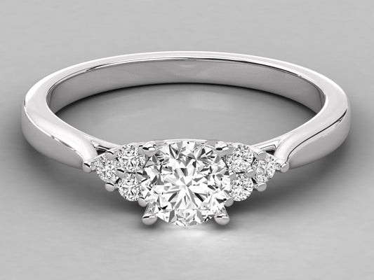 Solitaire Ring with Pave Band