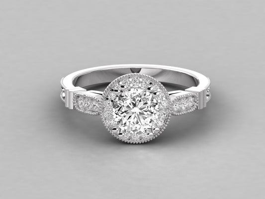 Round Love Pave Engagement Ring