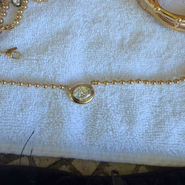 6.5 Carat Oval Diamond 14K Gold Ball Chain