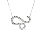 1 carat round cut lab grown diamond Leo zodiac pendant in White Gold with a matching gold chain.