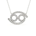 Cancer Zodiac Sign Pendant in yellow gold with round lab grown diamonds, zodiac necklace for June and July birthdays.
