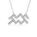 0.88 carat round cut lab grown diamond Aquarius zodiac pendant in yellow gold with a fine matching chain.