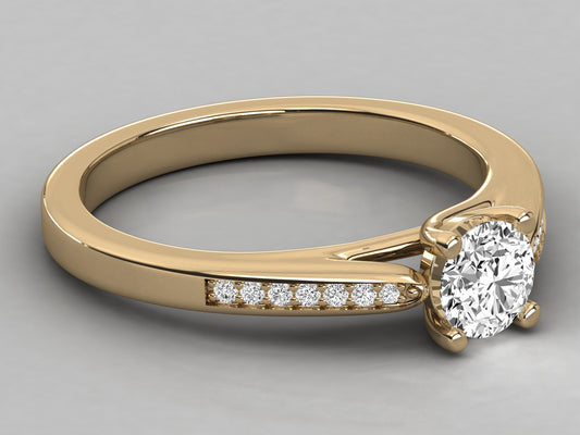 Dazzling Brilliance Solitaire with Slim Pave Band
