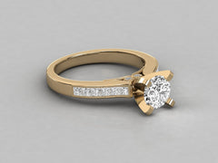 Classic Solitaire Pave Engagement Ring - 7