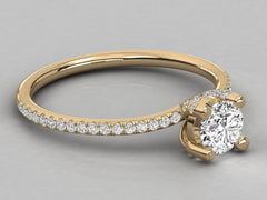 Classic Solitaire Pave Engagement Ring - 2