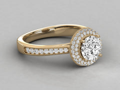 Double Halo Pave Engagement Ring
