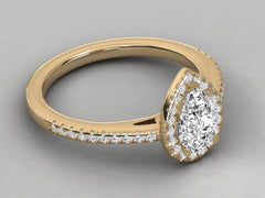Pear Shaped Diamond Pavilion with Pave Accents