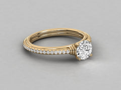 Classic Solitaire Pave Engagement Ring - 1