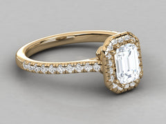 Classic Emerald Solitaire Pave Engagement Ring - 8