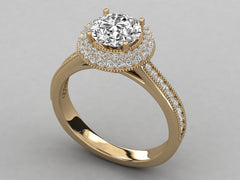 Double Halo Pave Engagement Ring
