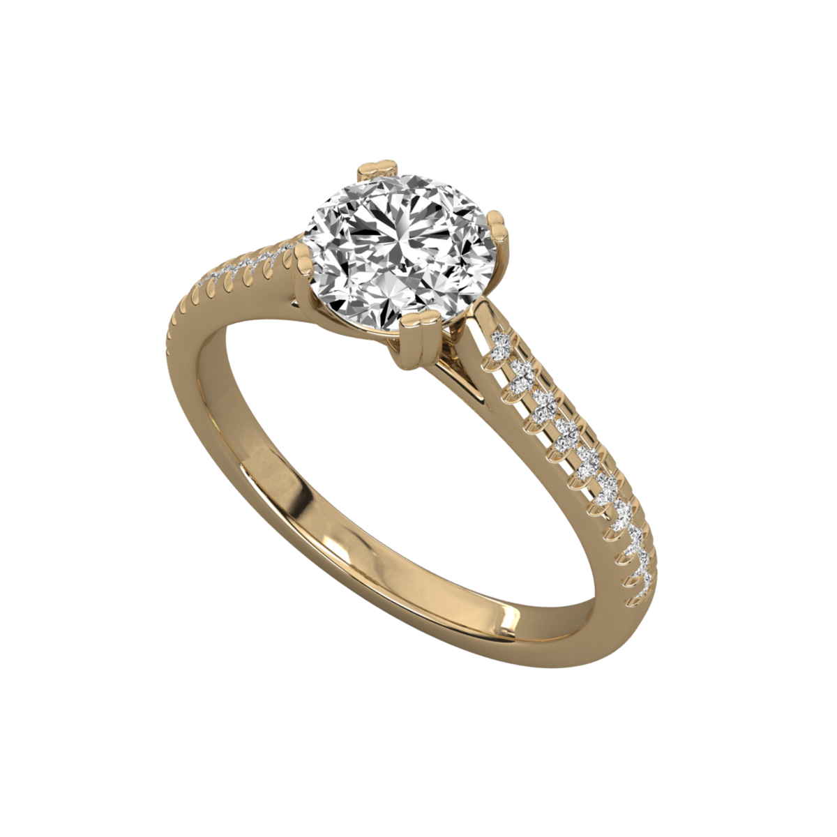 Classic Solitaire Pavé Engagement Ring