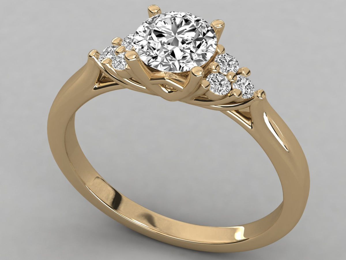 Solitaire Ring with Pave Band