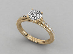 Classic Solitaire Pave Engagement Ring - 1