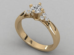 Classic Solitaire Pavé Engagement Ring - 6