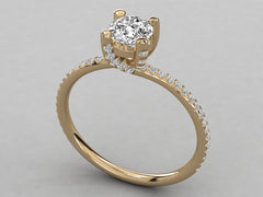 Classic Solitaire Pave Engagement Ring - 2