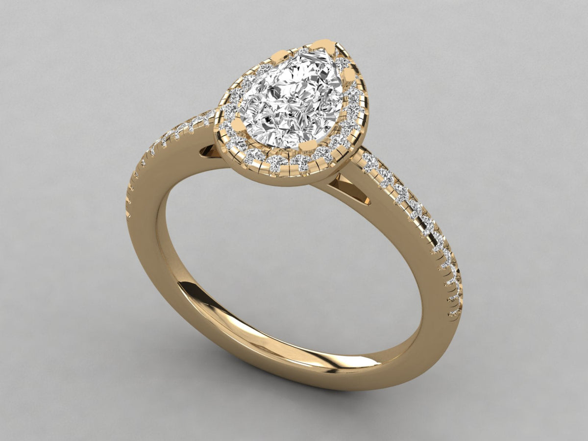 Pear Shaped Diamond Pavilion with Pave Accents