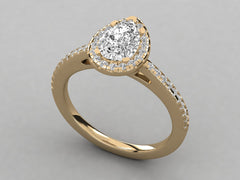 Pear Shaped Diamond Pavilion with Pave Accents