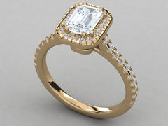Classic Emerald Solitaire Pave Engagement Ring - 8