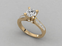 Classic Solitaire Pave Engagement Ring - 7