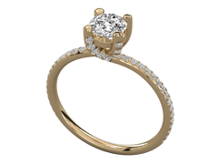 Classic Solitaire Pave Engagement Ring - 2