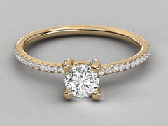 Classic Solitaire Pave Engagement Ring - 2