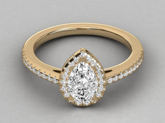 Pear Shaped Diamond Pavilion with Pave Accents