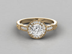 Round Love Pave Engagement Ring