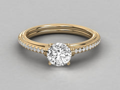 Classic Solitaire Pave Engagement Ring - 1