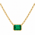5 Carat Green Lab Grown Emerald in Cushion Cut Necklace