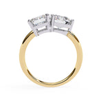Two Stone Radiant And Round Cut Lab Diamond Ring