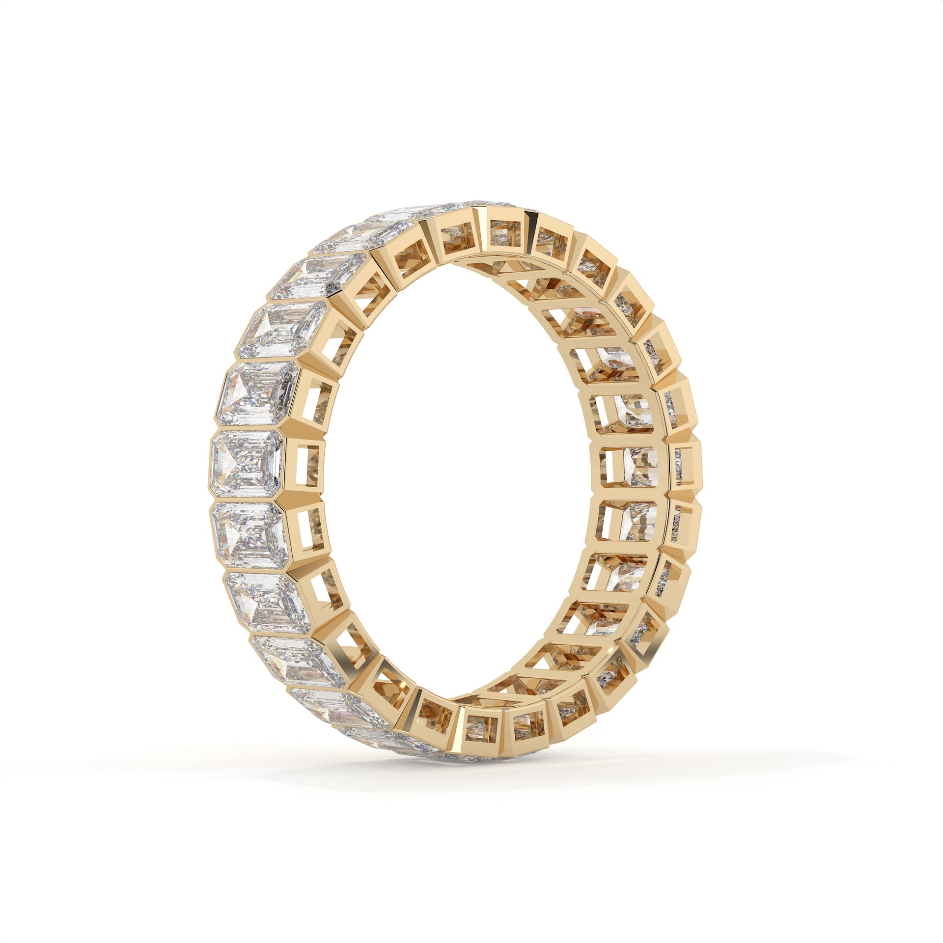 Gold and diamond ring on a white background