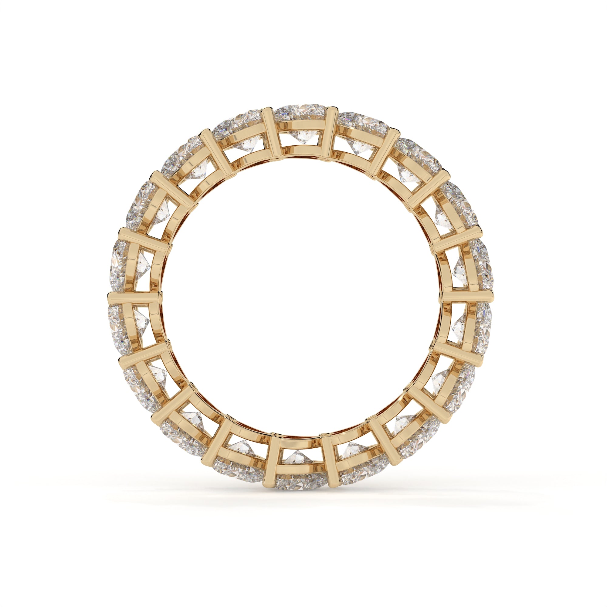 Gold ring with diamond accents on a white background