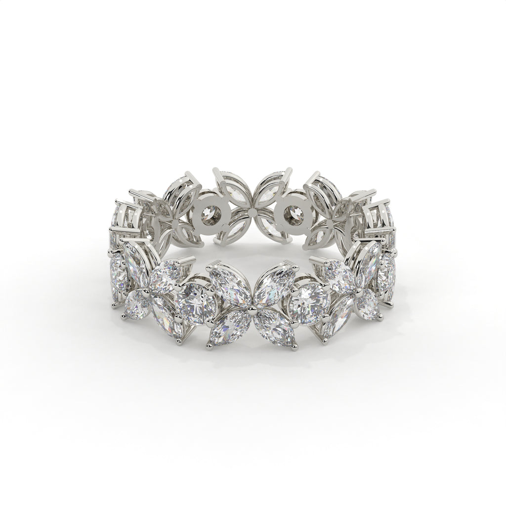 Silver bracelet with diamond-like stones on a white background