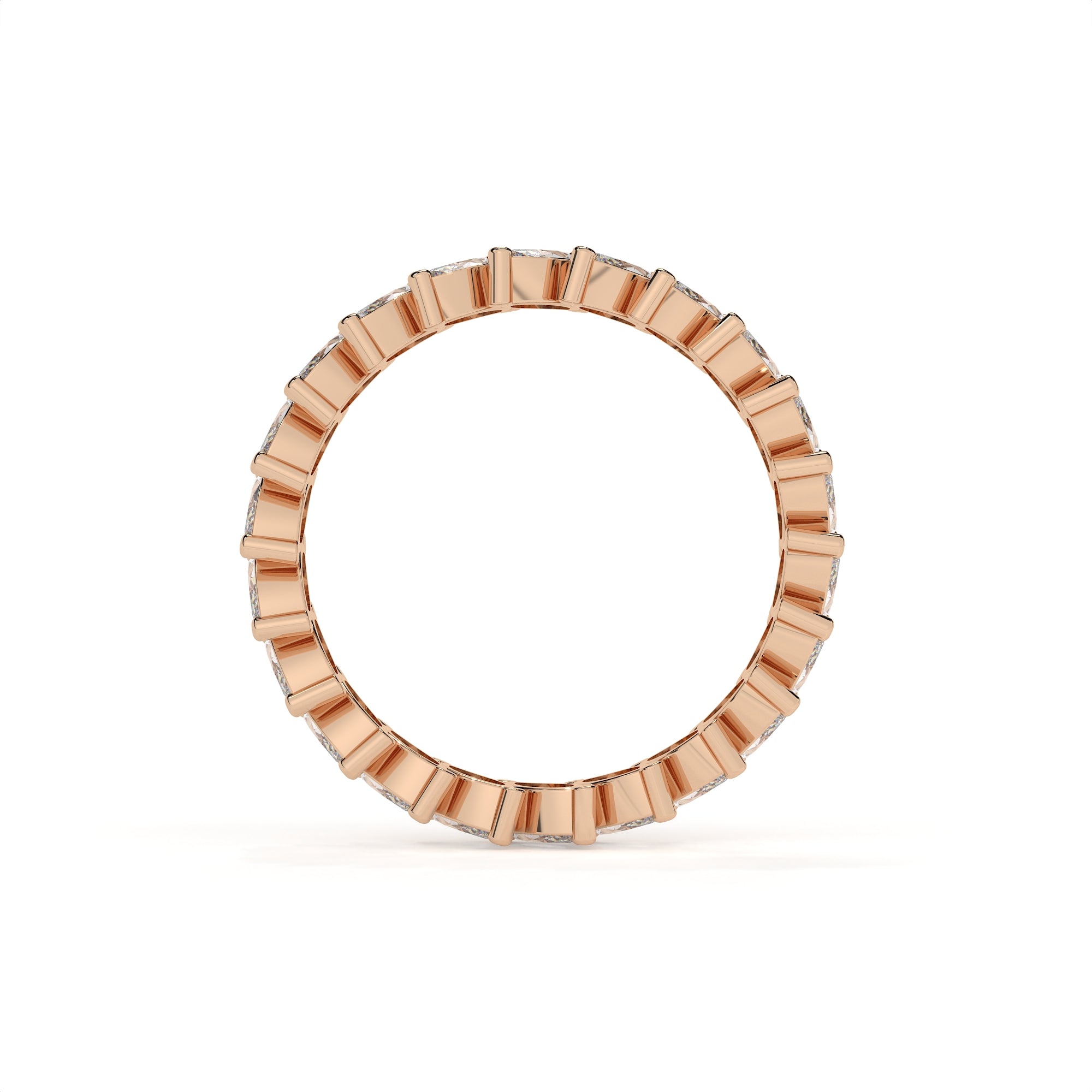 Rose gold ring with a unique design on a white background